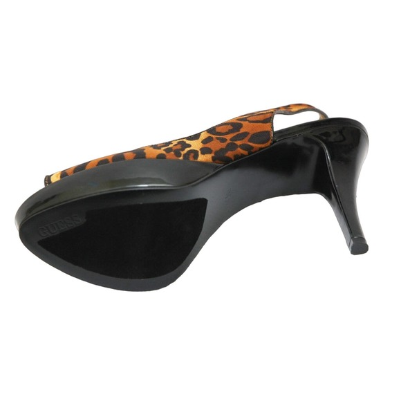 GUESS LAYNE 3 SLINGBACK PLATFORM PUMP LEOPARD 9.5 NEW - Picture 5 of 6